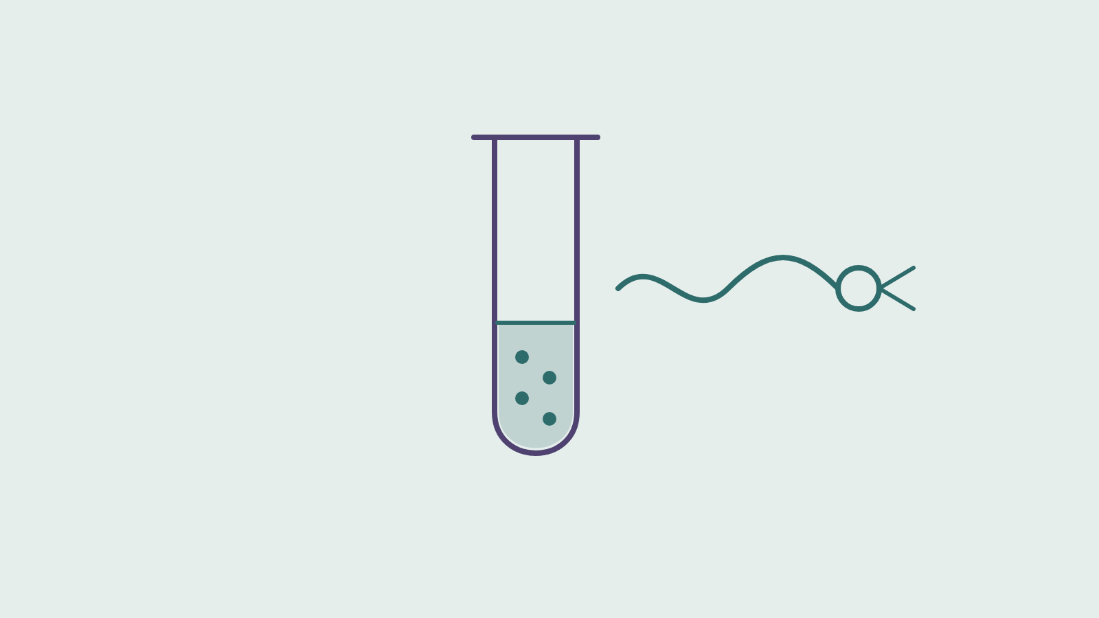Line drawing of a blood sample tube beside a wavy nerve fibre ending in a small cell.